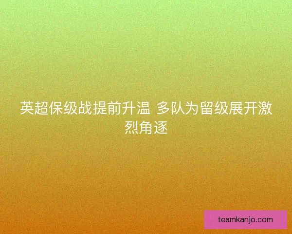 英超保级战提前升温 多队为留级展开激烈角逐 英超保级战提前升温 多队为留级展开激烈角逐