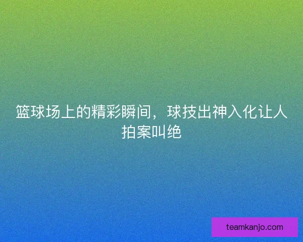 篮球场上的精彩瞬间，球技出神入化让人拍案叫绝